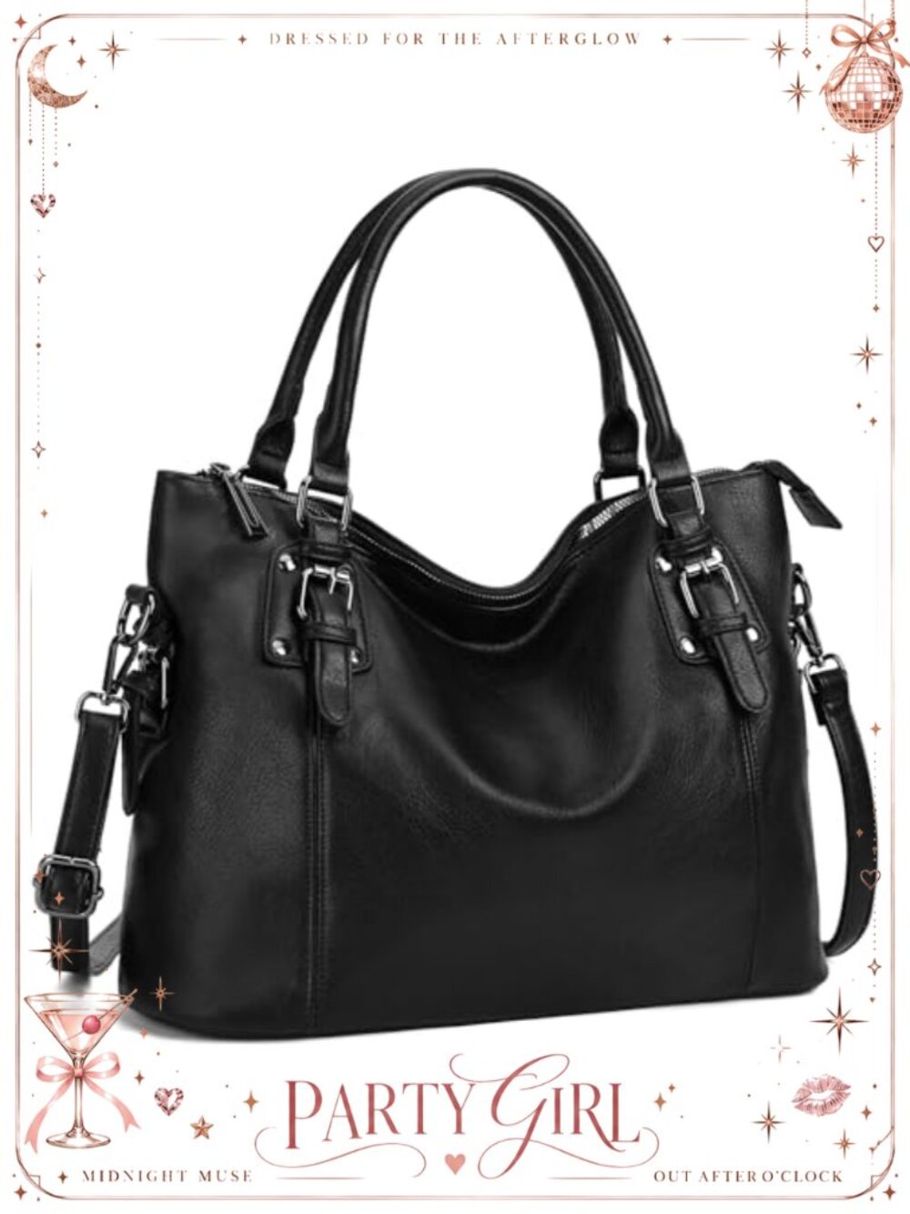 Faux Leather Hobo Bag Shoulder Handbag Adjustable Strap Women Purse